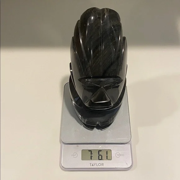Hand Carved 9" Black Obsidian Aztec/Mayan Tribal Statue Figurine Volcanic Stone - Picture 6 of 6